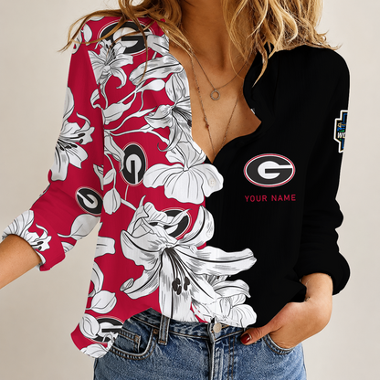 [FAN FAVORITE] NEW CUSTOMIZED NCAA CWS23 GEB GEORGIA BULLDOGS WOMEN CASUAL SHIRT