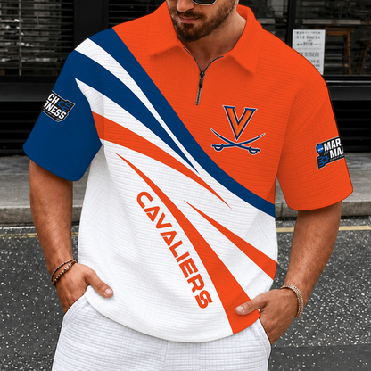 [FAN FAVORITE] NEW CUSTOMIZED NCAA MAM23 VIC VIRGINIA CAVALIERS QUARTER-ZIP POLO SHIRT
