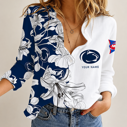 [FAN FAVORITE] NEW CUSTOMIZED NCAA FBS23 PNL PENN STATE NITTANY LIONS WOMEN CASUAL SHIRT