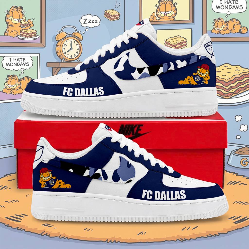 FINAL SALE - NEW CUSTOMIZED MLS23 FCD DALLAS x GARFIELD AF1 SNEAKERS