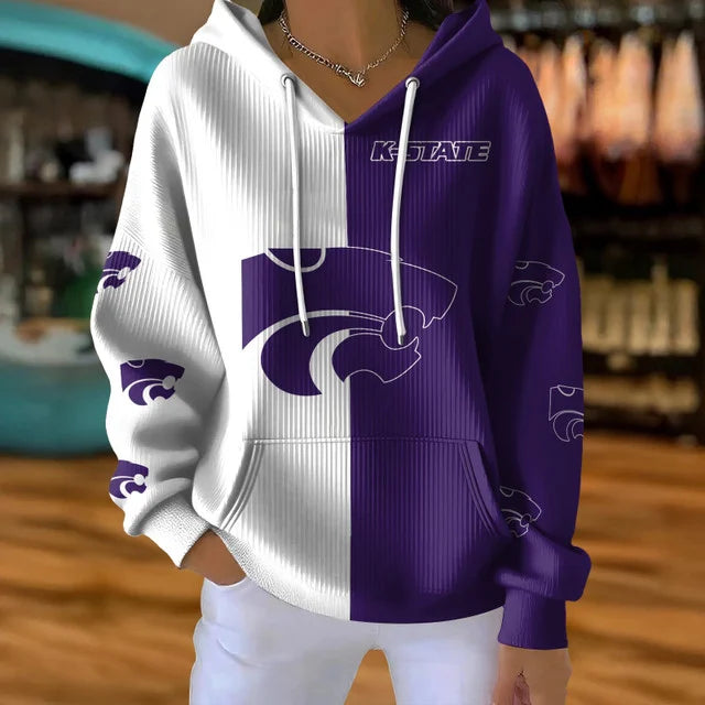[FAN FAVORITE] NEW CUSTOMIZED NCAA FBS24 KSW KANSAS STATE WILDCATS RIBBED HOODIE & SWEATSHIRT