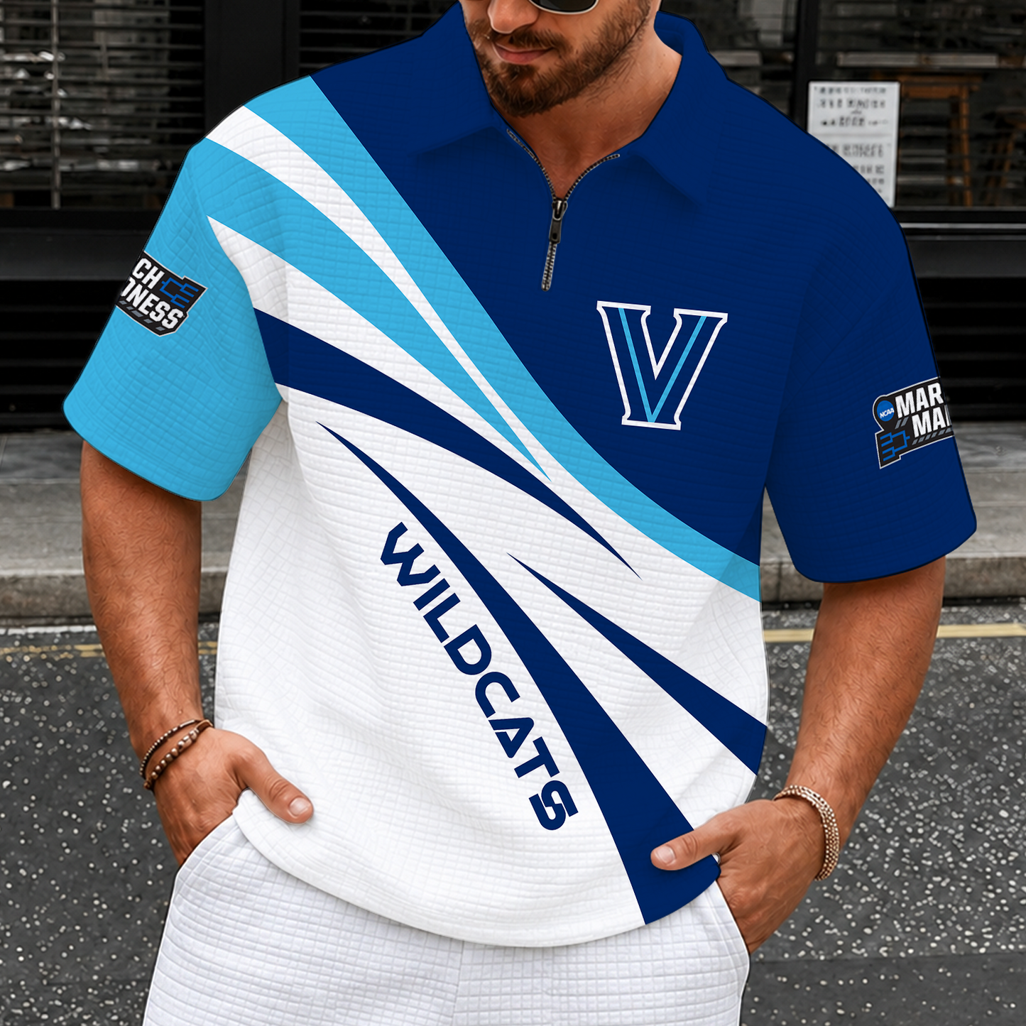 [FAN FAVORITE] NEW CUSTOMIZED NCAA MAM24 VIW VILLANOVA WILDCATS QUARTER-ZIP POLO SHIRT