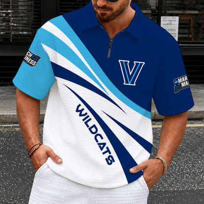 [FAN FAVORITE] NEW CUSTOMIZED NCAA MAM24 VIW VILLANOVA WILDCATS QUARTER-ZIP POLO SHIRT