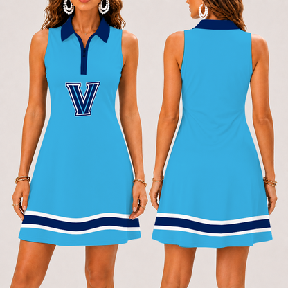 [FAN FAVORITE] NEW CUSTOMIZED NCAA MAM24 VIW VILLANOVA WILDCATS STRAPPY WOMEN'S ZIP SLEEVELESS POLO DRESS