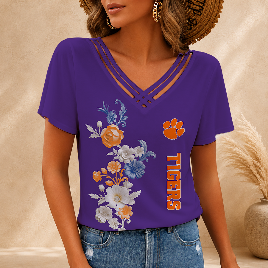[FAN FAVORITE] NEW CUSTOMIZED NCAA CWS25 CST CLEMSON TIGERS V-NECK SHIRT