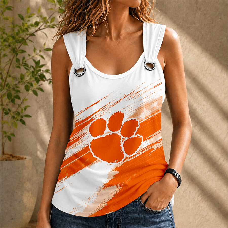 [FAN FAVORITE] NEW CUSTOMIZED NCAA CWS25 CST CLEMSON TIGERS O-RING SHOULDER TANK TOP