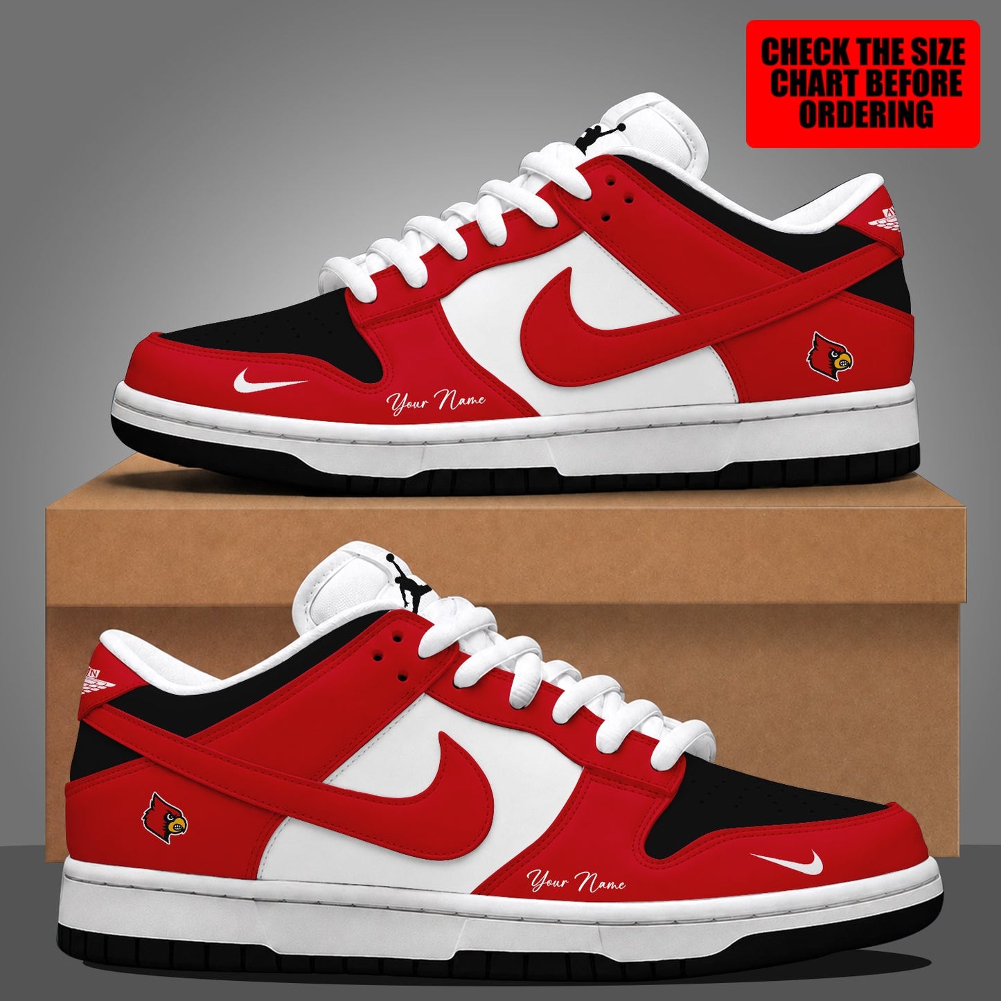 [FAN FAVORITE] NEW CUSTOMIZED NCAA MAM25 ULC LOUISVILLE CARDINALS STRAPPY DUNK LOW SHOES