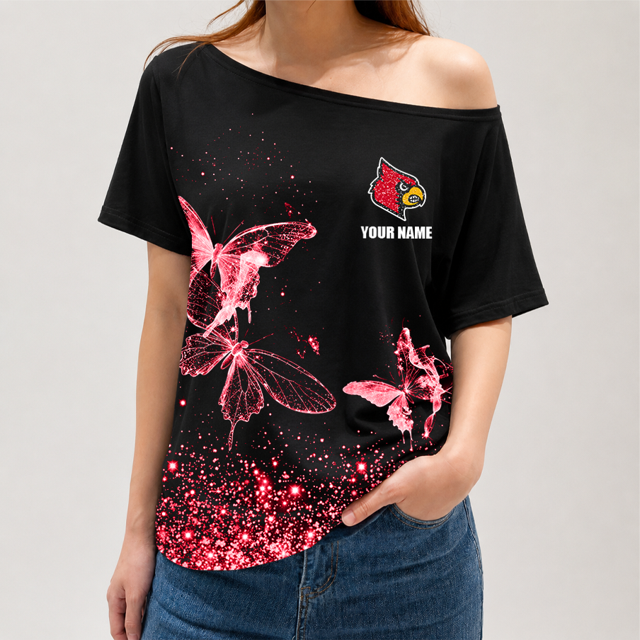 [FAN FAVORITE] NEW CUSTOMIZED NCAA MAM25 ULC LOUISVILLE CARDINALS STRAPPY OFF-SHOULDER SHIRT