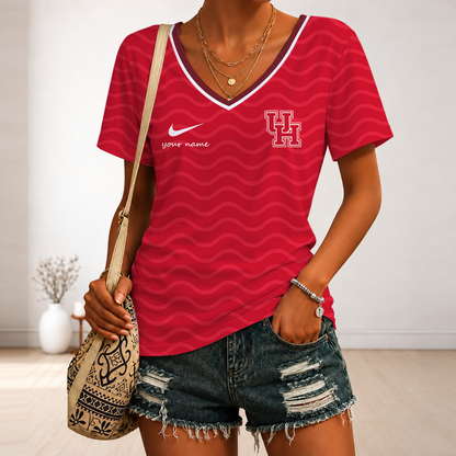 [FAN FAVORITE] NEW CUSTOMIZED NCAA MAM26 HOC HOUSTON COUGARS STRAPPY V-NECK FEMALE SHIRT