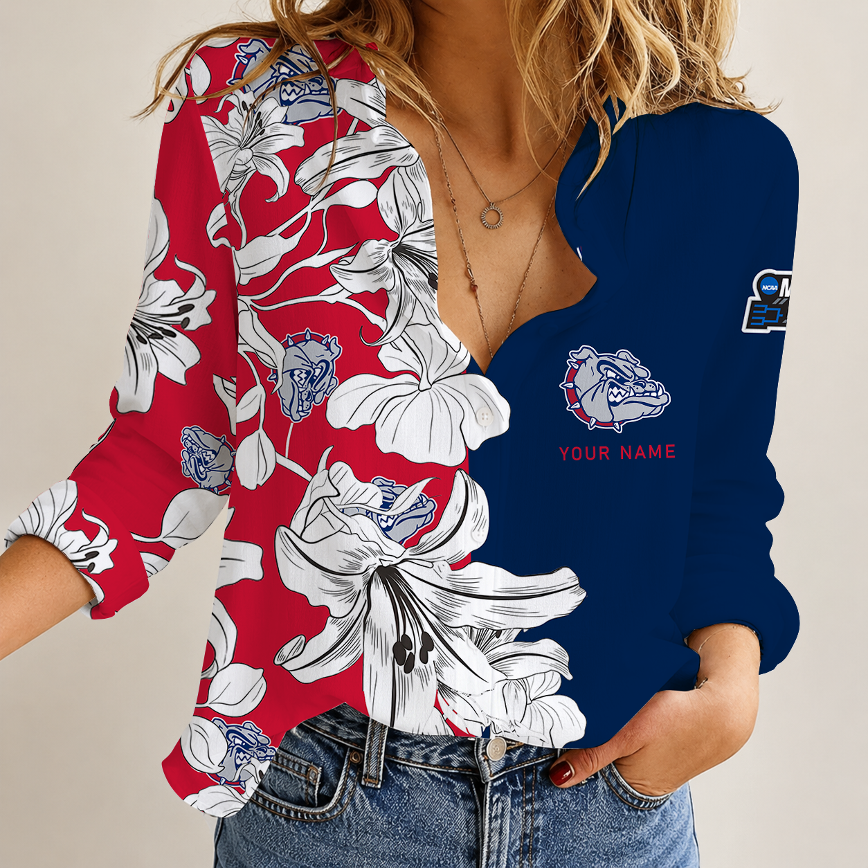 [FAN FAVORITE] NEW CUSTOMIZED NCAA MAM27 GOB GONZAGA BULLDOGS STRAPPY WOMEN CASUAL SHIRT