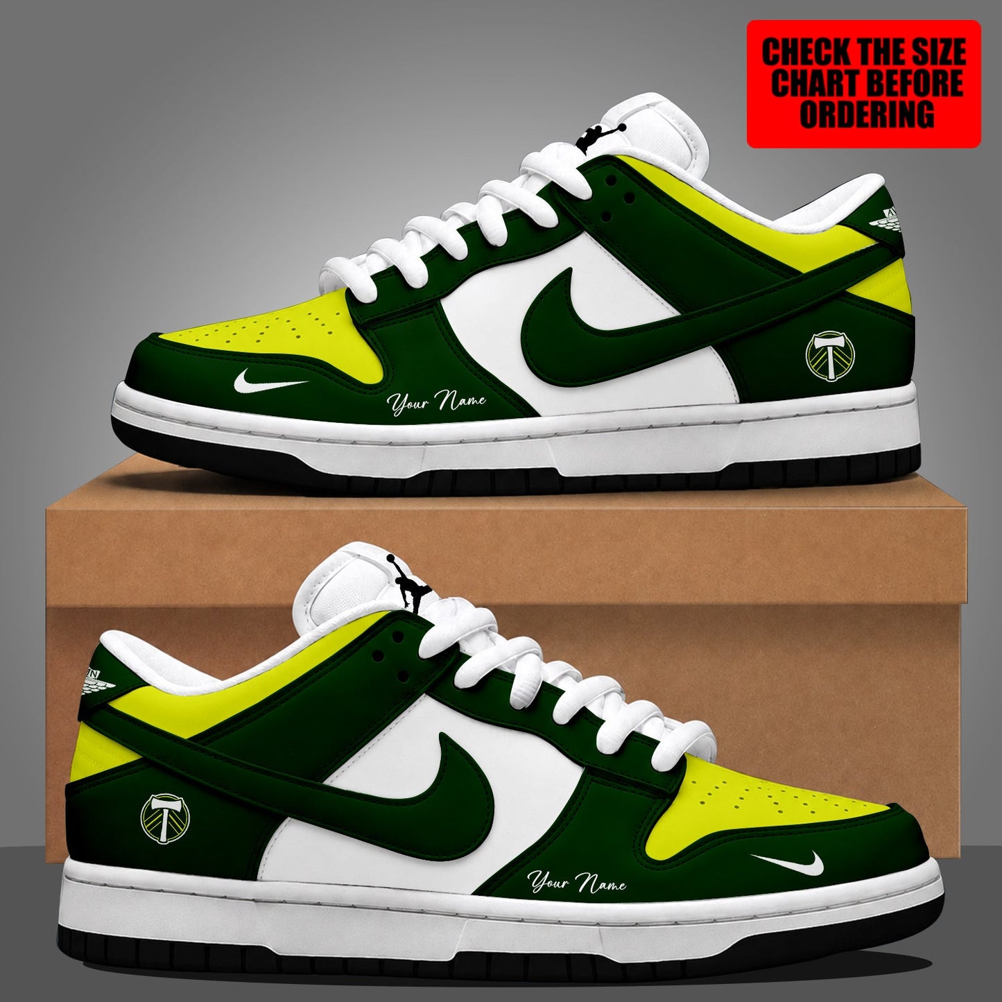 [FAN EXCLUSIVE] NEW CUSTOMIZED MLS27 PLT PORTLAND TIMBERS DUNK LOW SHOES