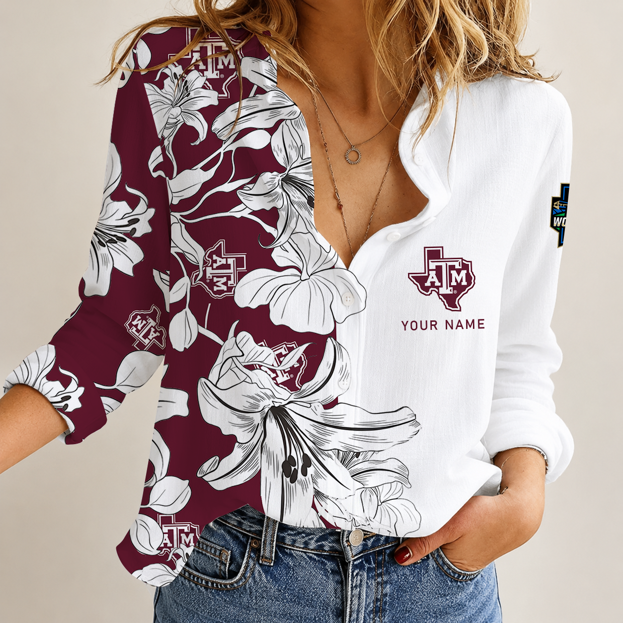 [FAN FAVORITE] NEW CUSTOMIZED NCAA CWS27 TAA TEXAS A&M AGGIES WOMEN CASUAL SHIRT