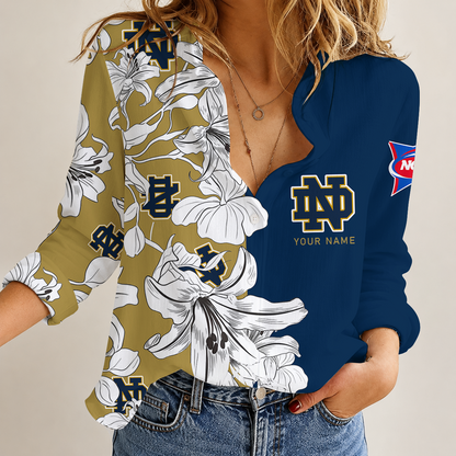 [FAN FAVORITE] NEW CUSTOMIZED NCAA FBS28 NFI NOTRE DAME FIGHTING IRISH WOMEN CASUAL SHIRT