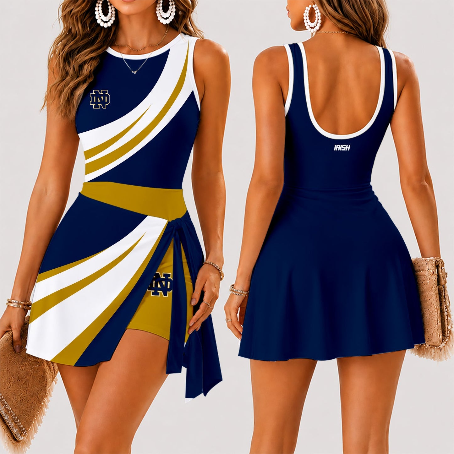[FAN FAVORITE] NEW CUSTOMIZED NCAA FBS28 NFI NOTRE DAME FIGHTING IRISH WOMEN'S SUMMER SKORT DRESS