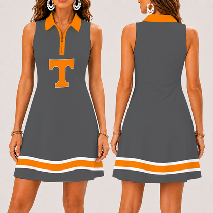 [FAN FAVORITE] NEW CUSTOMIZED NCAA MAM28 TNV TENNESSEE VOLUNTEERS STRAPPY WOMEN'S ZIP SLEEVELESS POLO DRESS