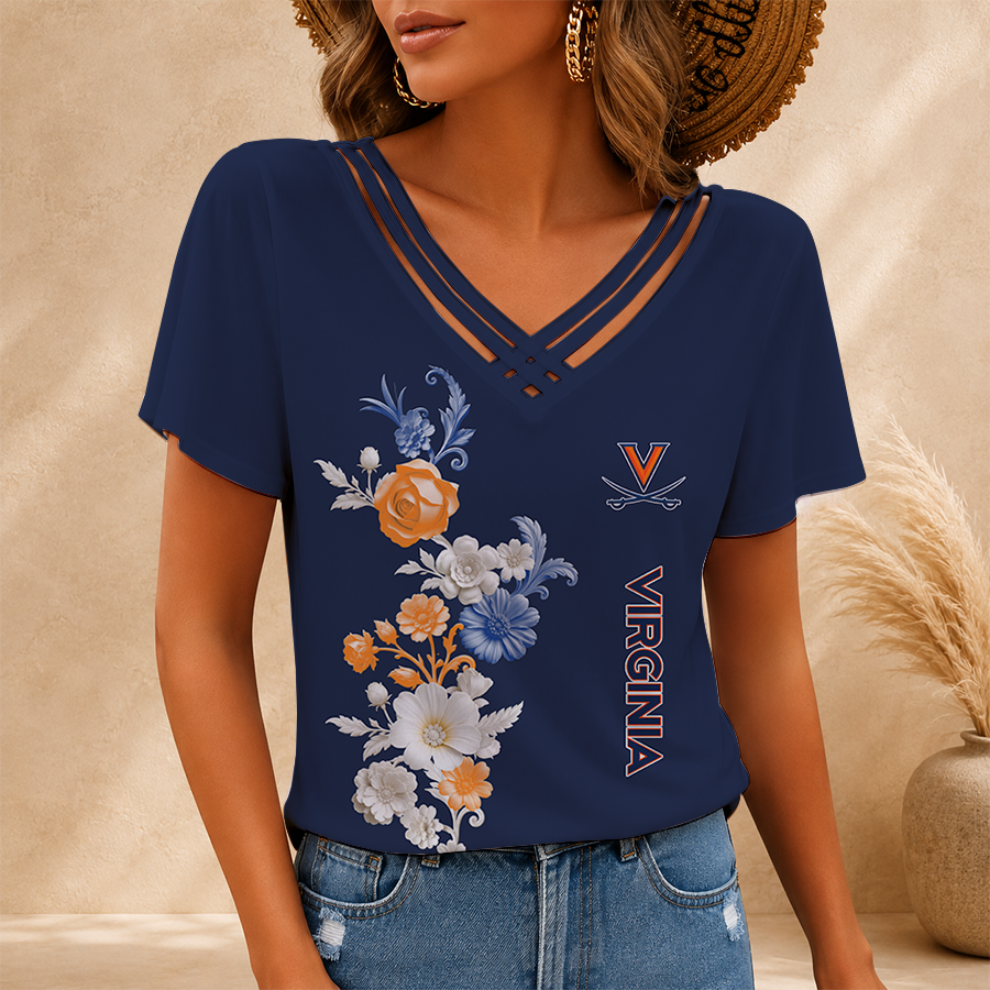 [FAN FAVORITE] NEW CUSTOMIZED NCAA CWS28 VIC VIRGINIA CAVALIERS V-NECK SHIRT