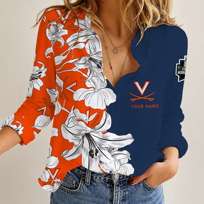 [FAN FAVORITE] NEW CUSTOMIZED NCAA CWS28 VIC VIRGINIA CAVALIERS WOMEN CASUAL SHIRT
