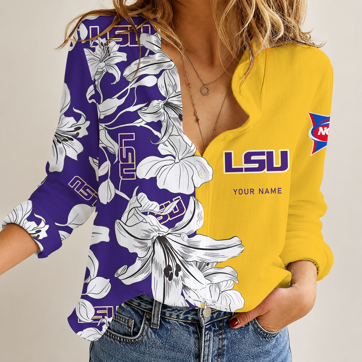 [FAN FAVORITE] NEW CUSTOMIZED NCAA FBS29 LST LSU TIGERS WOMEN CASUAL SHIRT