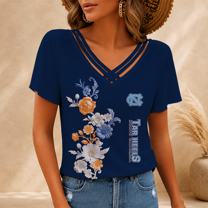 [FAN FAVORITE] NEW CUSTOMIZED NCAA CWS29 NTH NORTH CAROLINA TAR HEELS V-NECK SHIRT