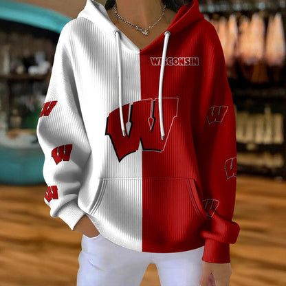 [FAN FAVORITE] NEW CUSTOMIZED NCAA MAM29 WSB WISCONSIN BADGERS STRAPPY RIBBED HOODIE & SWEATSHIRT