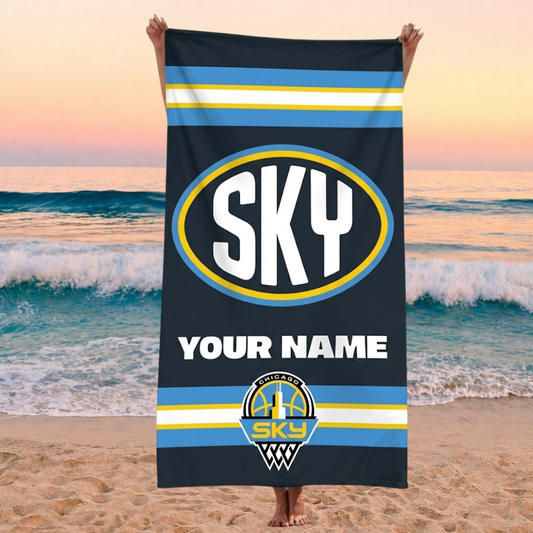 ENDING TODAY - NEW CUSTOMIZED WNBA02 CCS CHICAGO SKY BEACH TOWEL FOR FAN