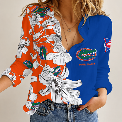 [FAN FAVORITE] NEW CUSTOMIZED NCAA FBS30 FLG FLORIDA GATORS WOMEN CASUAL SHIRT