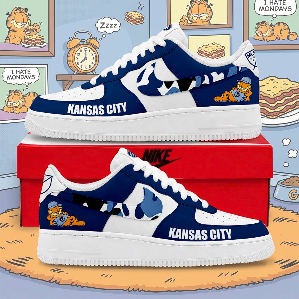 FINAL SALE - NEW CUSTOMIZED MLS30 SKC SKANSAS CITY x GARFIELD AF1 SNEAKERS