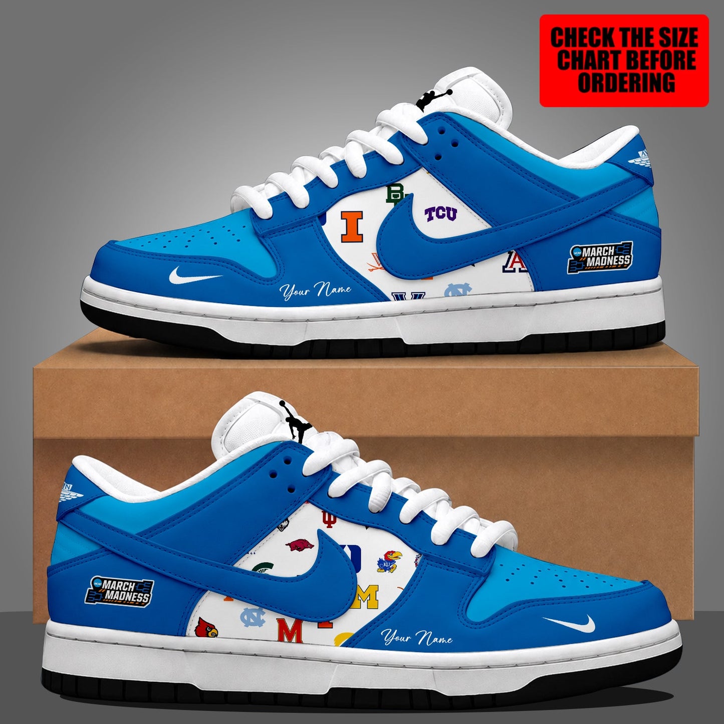 [FAN FAVORITE] NEW CUSTOMIZED NCAA MAM32 BKM ALL TEAMS STRAPPY DUNK LOW SHOES