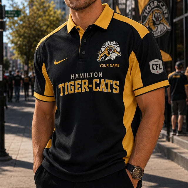 [FAN EXCLUSIVE] NEW CUSTOMIZED CFL04 HAM HAMILTON TIGER-CATS STRAPPY POLO SHIRT
