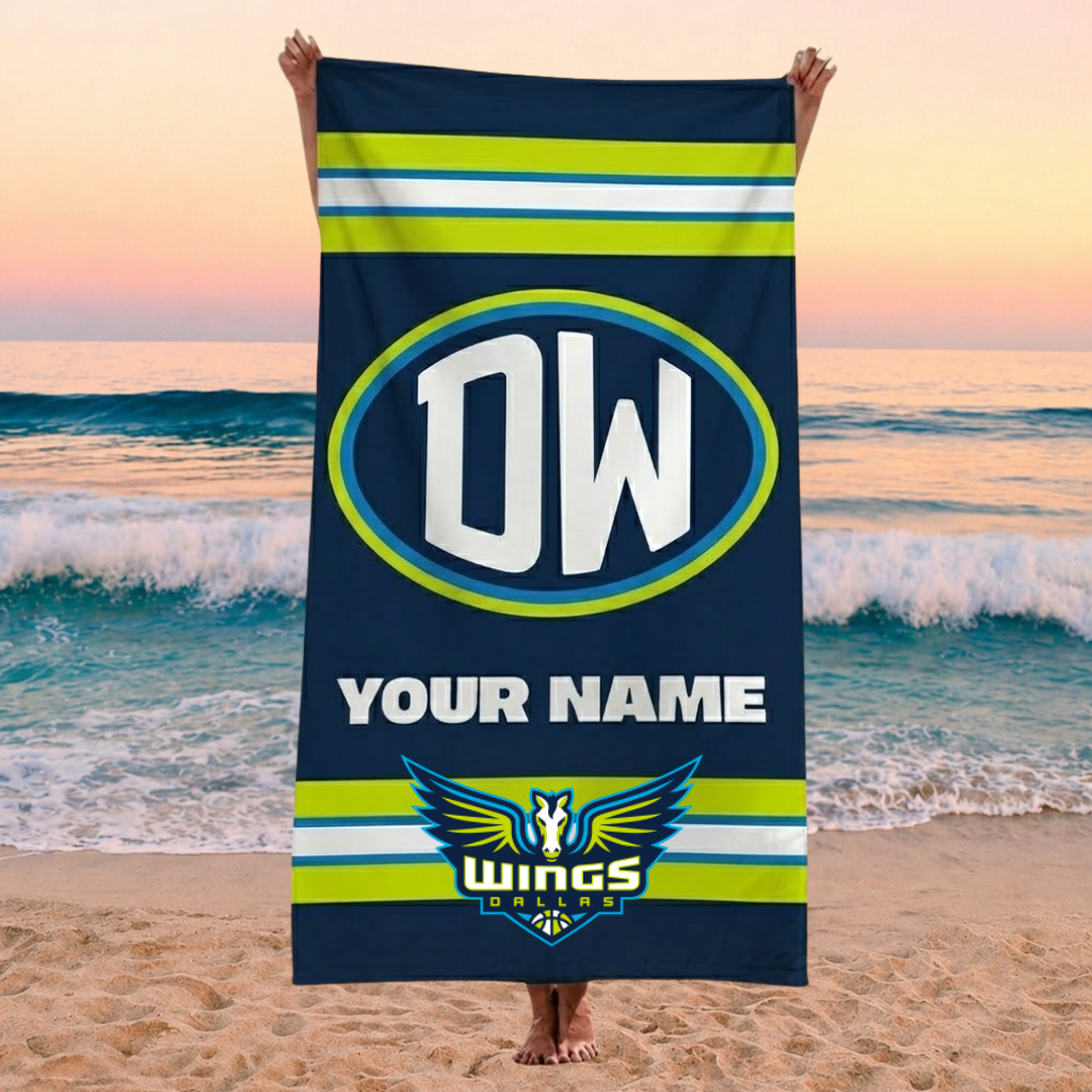 ENDING TODAY - NEW CUSTOMIZED WNBA04 DLW DALLAS WINGS BEACH TOWEL FOR FAN