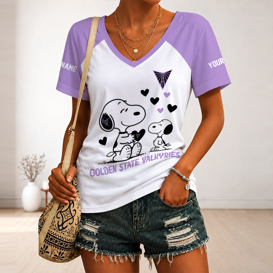 [FAN FAVORITE] NEW CUSTOMIZED WNBA05 GSV GOLDEN STATE VALKYRIES V-NECK FEMALE SHIRT