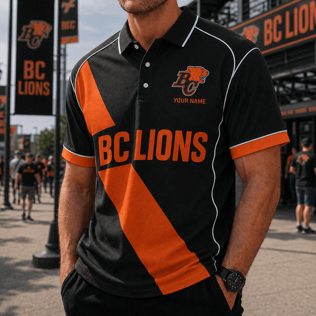 [FAN EXCLUSIVE] NEW CUSTOMIZED CFL05 BCL BC LIONS STRAPPY POLO SHIRT
