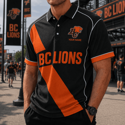 [FAN EXCLUSIVE] NEW CUSTOMIZED CFL05 BCL BC LIONS STRAPPY POLO SHIRT