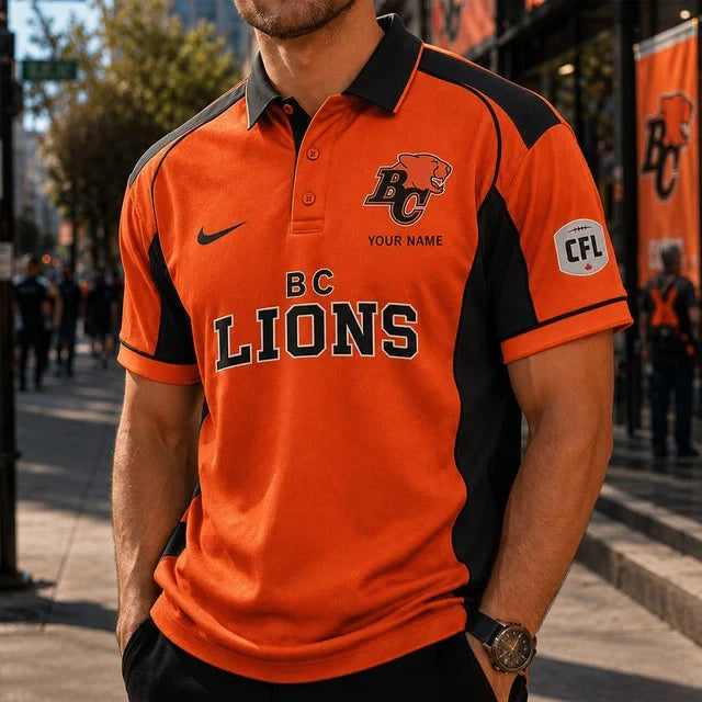 [FAN EXCLUSIVE] NEW CUSTOMIZED CFL05 BCL BC LIONS STRAPPY POLO SHIRT