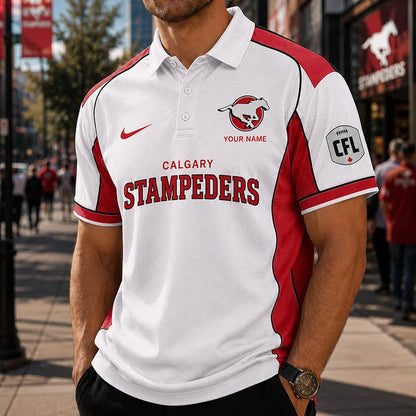 [FAN EXCLUSIVE] NEW CUSTOMIZED CFL06 CGY CALGARY STAMPEDERS STRAPPY POLO SHIRT