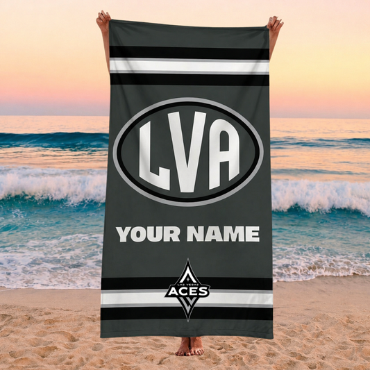 ENDING TODAY - NEW CUSTOMIZED WNBA07 LVA LAS VEGAS ACES BEACH TOWEL FOR FAN