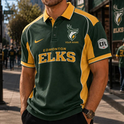 [FAN EXCLUSIVE] NEW CUSTOMIZED CFL07 EDM EDMONTON ELKS STRAPPY POLO SHIRT