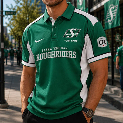 [FAN EXCLUSIVE] NEW CUSTOMIZED CFL08 SSK SASKATCHEWAN ROUGHRIDERS STRAPPY POLO SHIRT