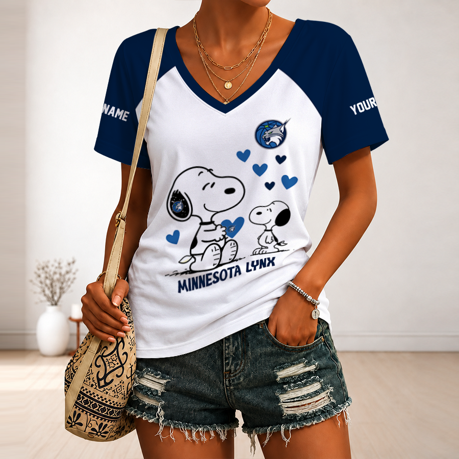 [FAN FAVORITE] NEW CUSTOMIZED WNBA09 MNL MINNESOTA LYNX V-NECK FEMALE SHIRT