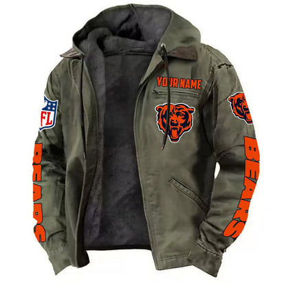 LIMITED EDITION - NEW CUSTOMIZED NFL26 CCB CHICAGO BEARS HOODED CARDIGAN JACKET