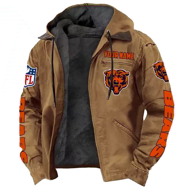 LIMITED EDITION - NEW CUSTOMIZED NFL26 CCB CHICAGO BEARS HOODED CARDIGAN JACKET