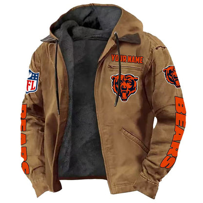 LIMITED EDITION - NEW CUSTOMIZED NFL26 CCB CHICAGO BEARS HOODED CARDIGAN JACKET