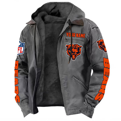 LIMITED EDITION - NEW CUSTOMIZED NFL26 CCB CHICAGO BEARS HOODED CARDIGAN JACKET