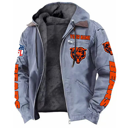 LIMITED EDITION - NEW CUSTOMIZED NFL26 CCB CHICAGO BEARS HOODED CARDIGAN JACKET